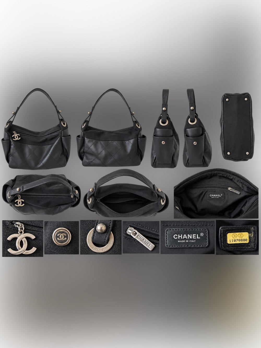 Chanel Black Quilted Shoulder Bag with CC Charm